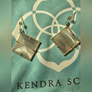 Kendra Scott Cleo Drop Earrings - Slate Cat's Eye - Gold Tone